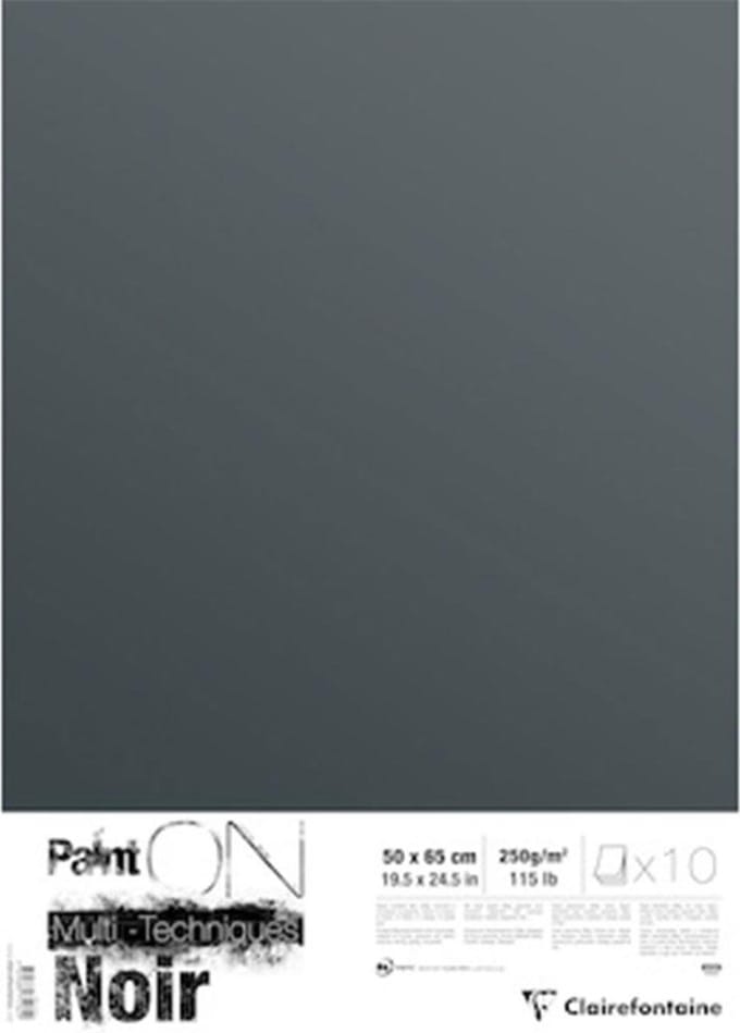 Clairefontaine PaintOn Mixed Media Papier - 250 gr - 50 x 65 cm - Zwart (losse vellen)   3329689751629   Verf