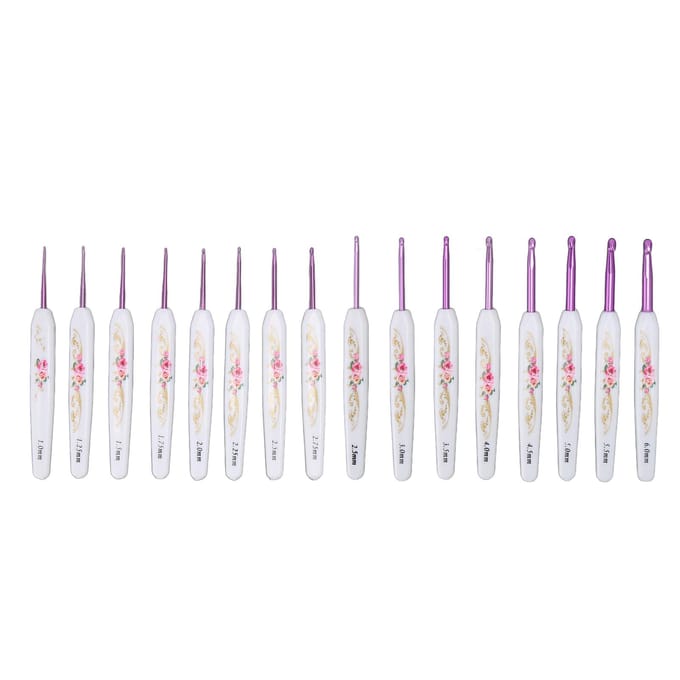 16 stuks Haaknaalden Set Ergonomische Haaknaalden Set Multifunctionele Haaknaalden met Etui voor DIY Handbreien white