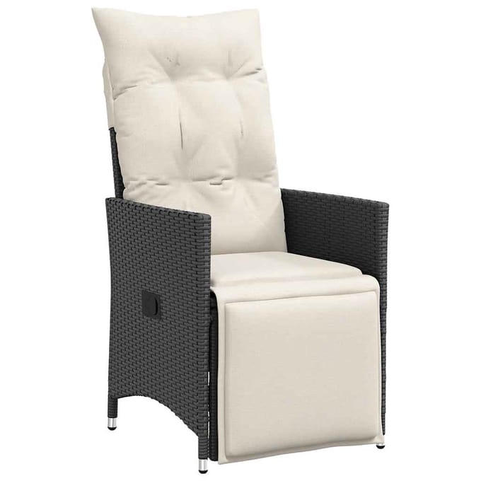 vidaXL - 11-delige - Bistroset - met - kussens - poly - rattan - zwart