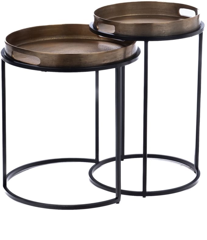 StarFurn Bijzettafel Laure - Rond Brons Metaal - Set van 2