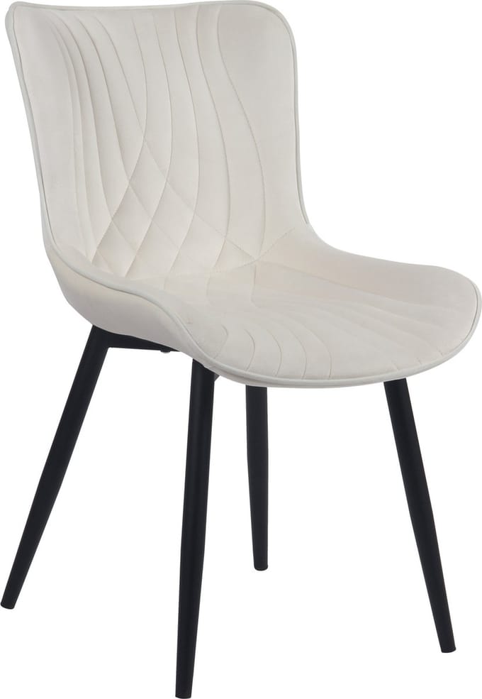 CLP Brady Eetkamerstoel - Zonder armleuning - Metaal frame - creme Fluweel