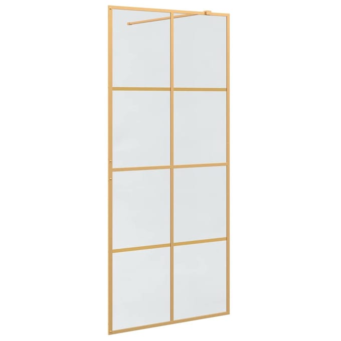vidaXL - Inloopdouchewand - Goud - 90 - x - 195 - cm - gehard - glas