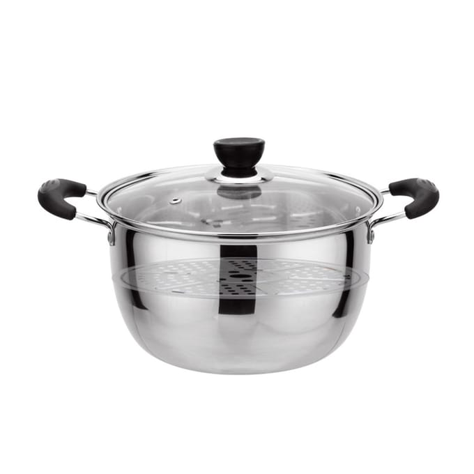 Soeppan met Stoominzet Roestvrij Staal Koken Mini Stoompan Multifunctioneel Kookgerei gray