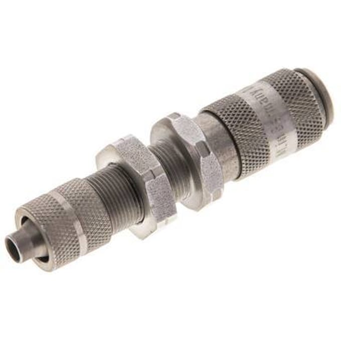 RVS 306L DN 2.7 (Micro) Luchtkoppeling Snelkoppeling 4x6 mm Push-On Schotkoppeling - CLS2-NB-SSL-P-4