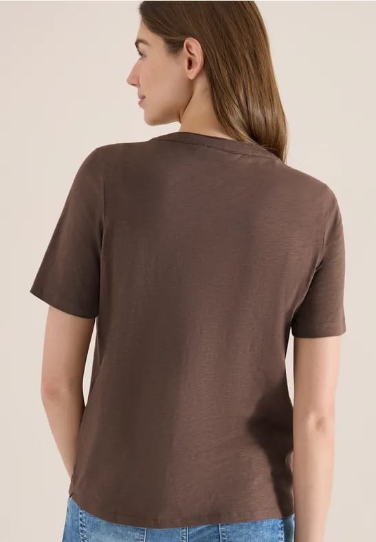 Shirt met korte mouwen en gespleten hals