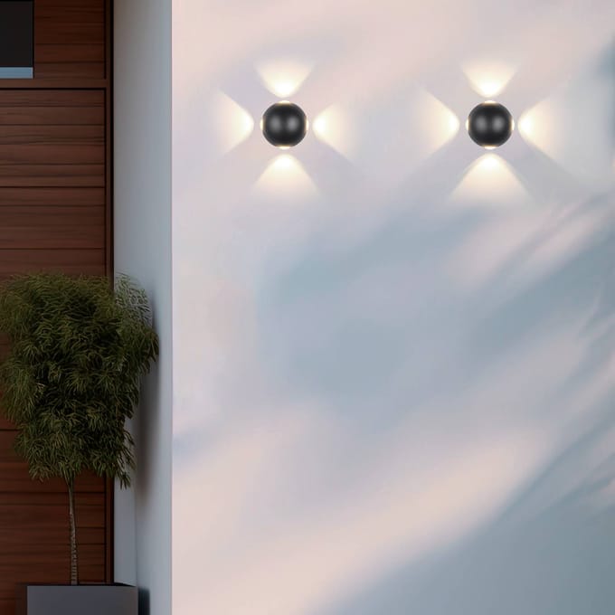 Trio Lighting Buitenwandlamp Avisio, zwart, 4-lamps, halfrond
