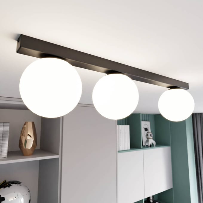 EMIBIG LIGHTING Plafondlamp Fit, zwart/opaal, 3-lamps