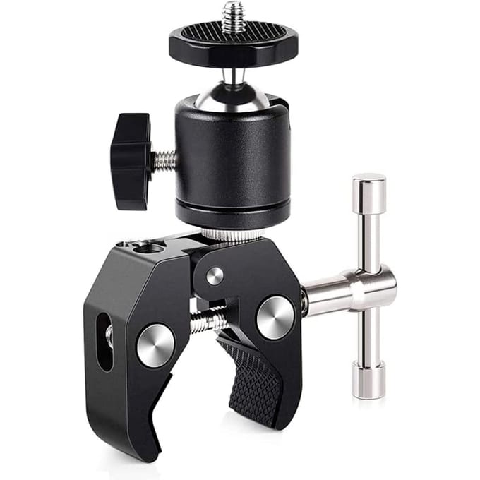 ERIKOLE Superklem met 360° °   Mini Balhoofd Quick Release Klem Beugel Statief Mount 1/4 Schroef Clip voor DSLR Camera Gopro