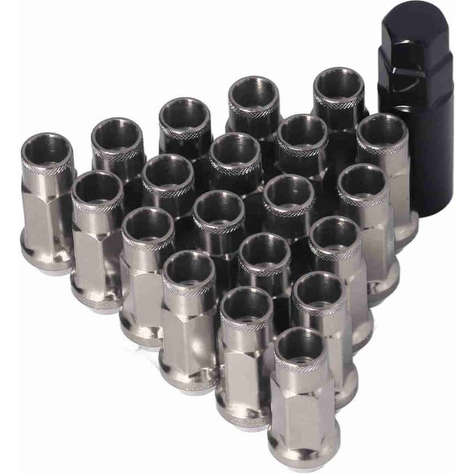 20 pcs M12x1.25 Écrous de roue métalliques Universel Accessoires de voiture Remplacement pour Mitsubishi noir