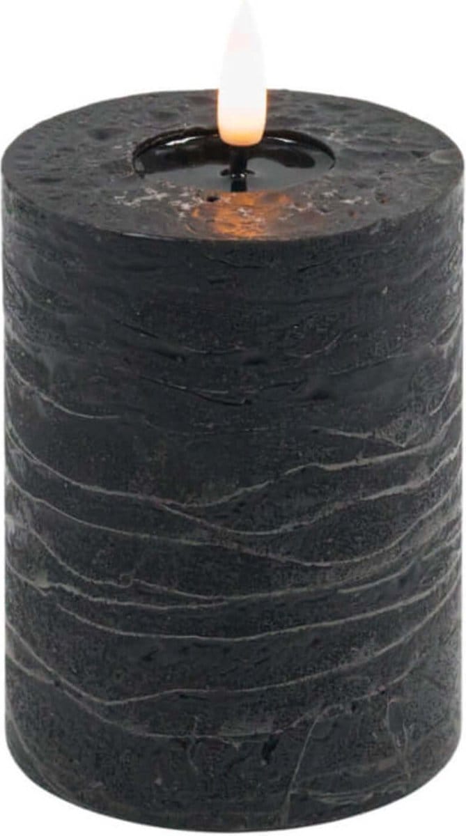 Mansion atmosphere Zwarte led kaars rustic 10x7,5cm