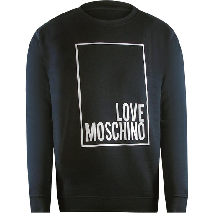 Love Moschino Heren Box Logo Sweatshirt (Zwart)