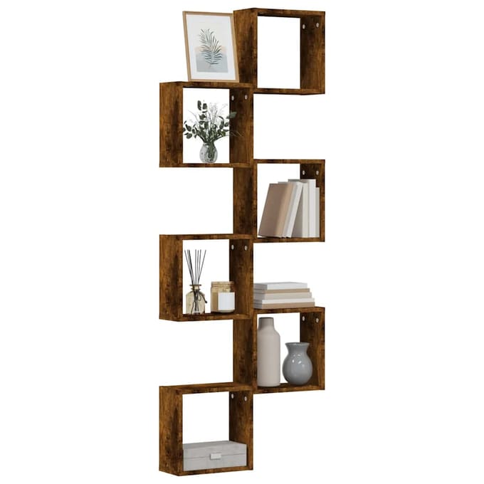 vidaXL - Wandrekken - kubus - 6 - st - 30x15x30 - cm - gerookt - eiken