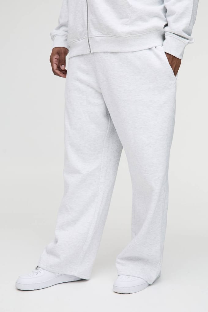 Plus Straight Leg Fit Joggers In Grey Marl | Size 3XL