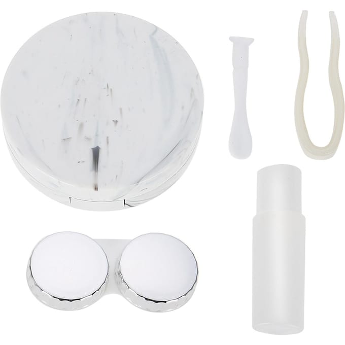 Étui de trempage pour lentilles de contact Portable en plastique motif marbré Kit de soin des yeux Récipient(rouge) blanc