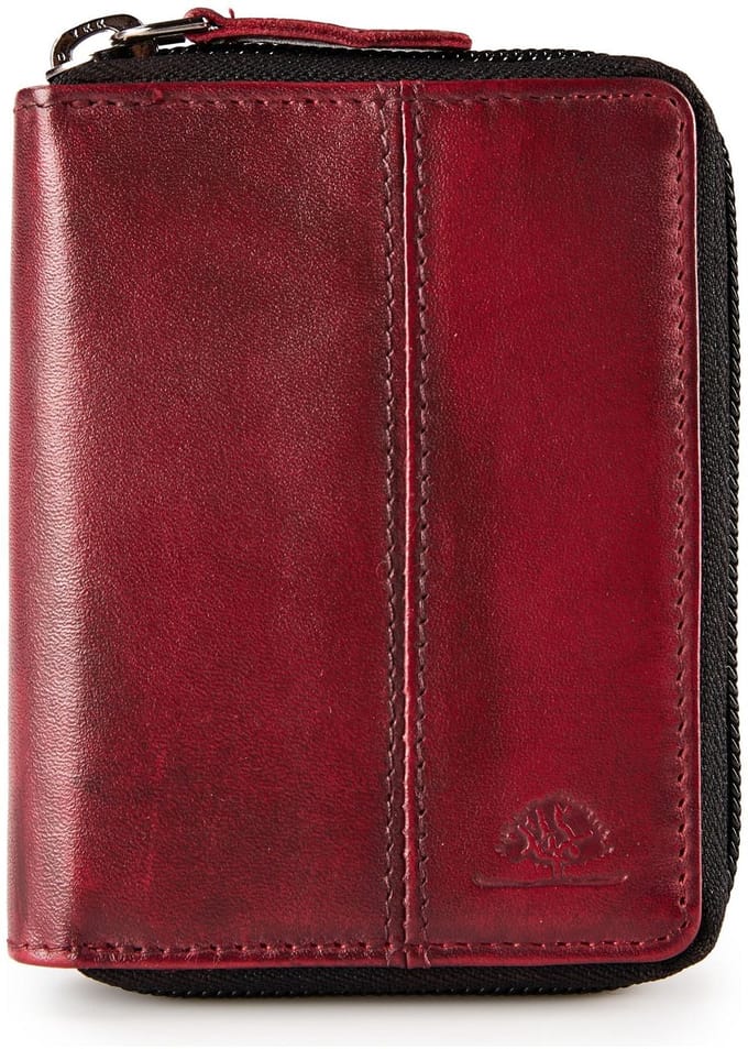 Greenburry Destressed Portemonnee RFID-bescherming Leer 10.5 cm - Unisex, Dames - Staand formaat - deep red