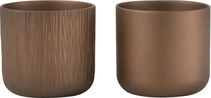 J-Line bloempot Gen - keramiek - goud/koper - small - 2 st. - Ø 13.5 cm