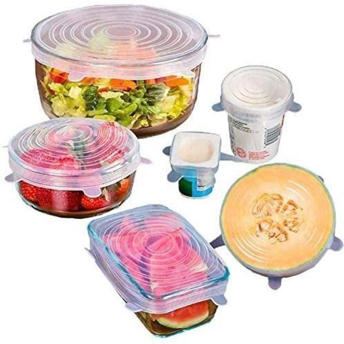 Couvercle Silicone Alimentaire, 6 pcs Réutilisable Couvercles Silicone Extensible pour la Conservation des Aliments, Conservat A176