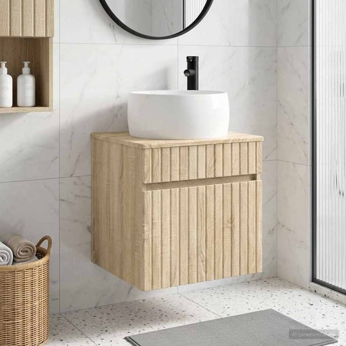 vidaXL - Wandgemonteerde - wastafelmeubel - Sonoma - Eiken - 49 - x - 44,5 - x - 66 - cm