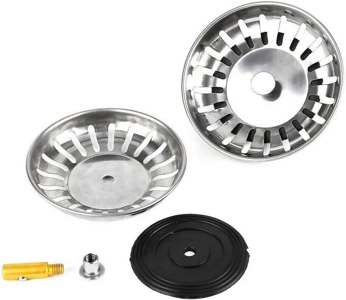 RVS Afvoerplug Set van 2 - 8 cm Vervangingsfilter voor Aanrecht, Voedselafval en Haarvanger