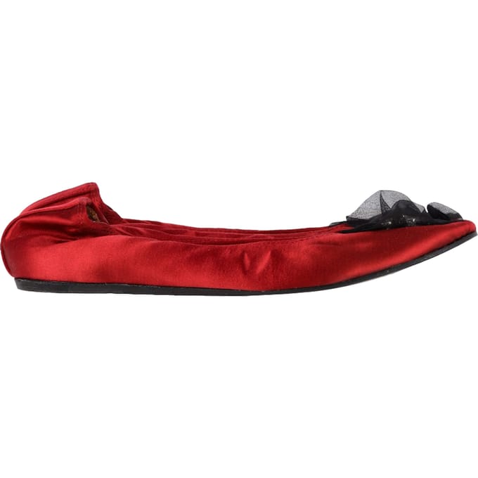 Lanvin ballerina's met brocheversiering in rood satijn