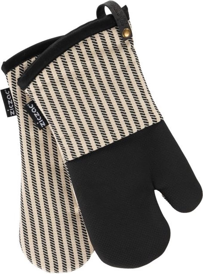 Tiseco - Ovenwant TOLEDO - SET/2 - neoprene - gestreept - 17x33 cm - zwart