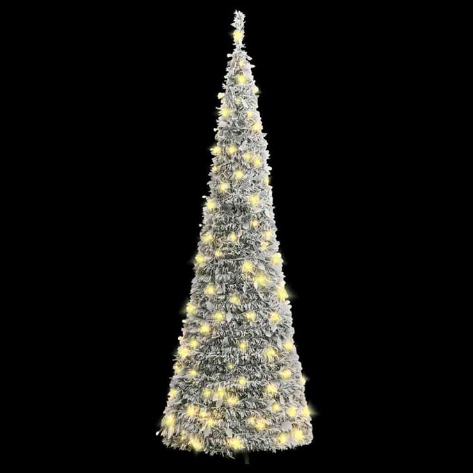 vidaXL - Kunstkerstboom - pop-up - met - sneeuw - 100 - LED's - 150 - cm
