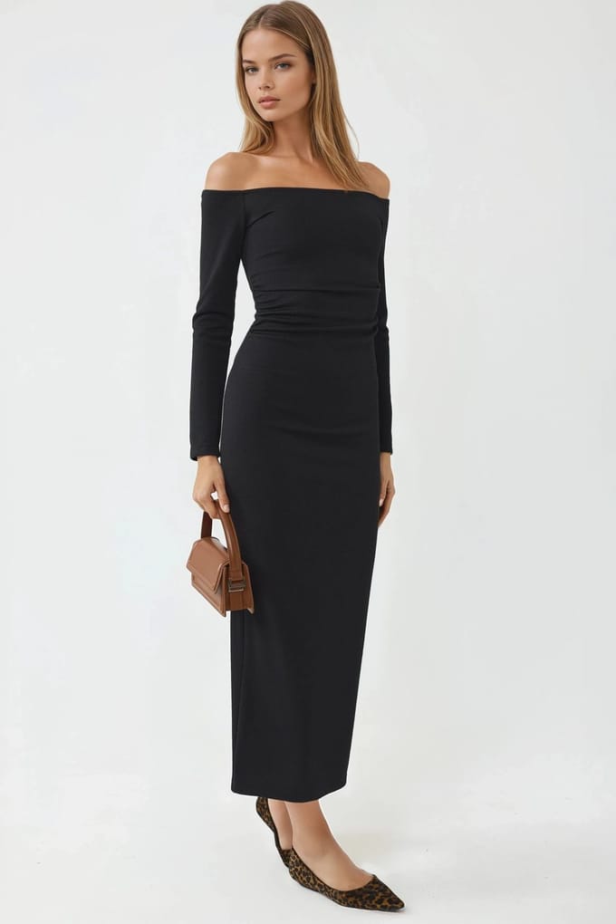 Off-Shoulder Bodycon Maxi Jurk