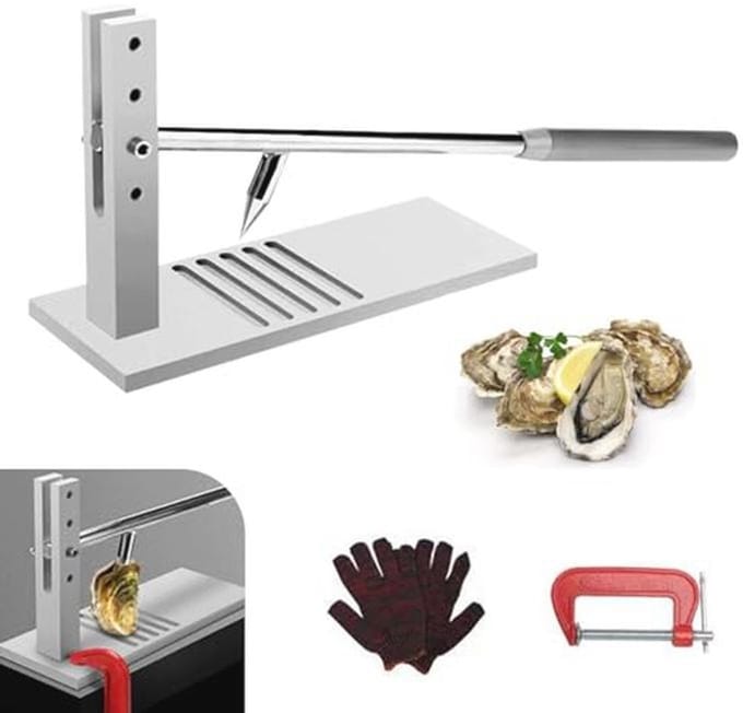 Oesterschelp Openaar Machine met Verstelbare Hoogte en Accessoires