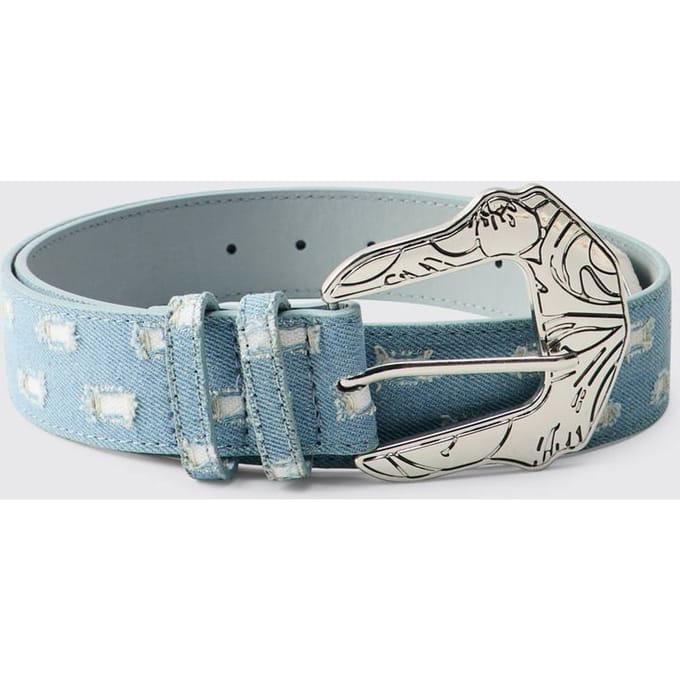 PU Denim Western Buckle Belt | Denim Blue | Size XL