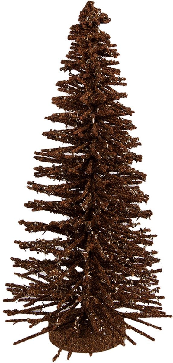 Clayre & Eef Kerstdecoratie Beeld Kerstboom Ø 17x30 cm Bruin Hout