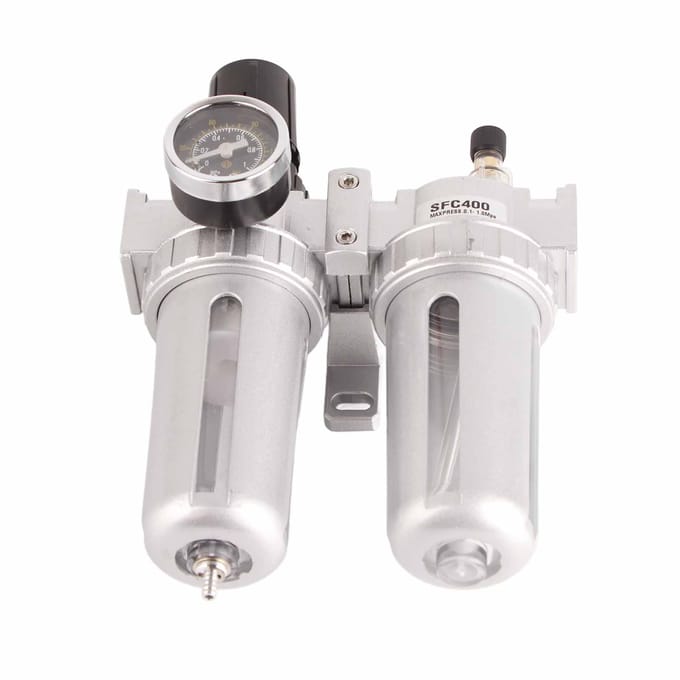 Luchtfilter Waterafscheider Set Bronprocessor Drukregelaar Pneumatisch Component Olieafscheider SFC400 Zilver