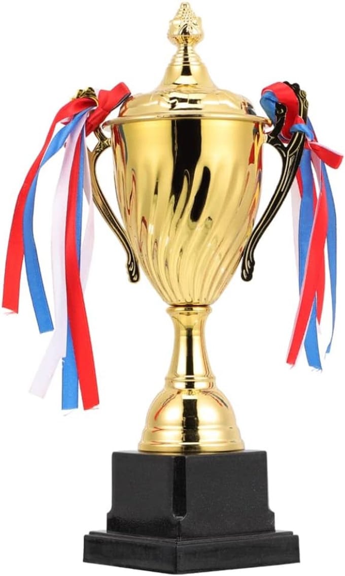 Gouden Trofee Beker - Winstbeker Sportprijs - Succes Vieren - Metalen Constructie - 355 cm - Goud