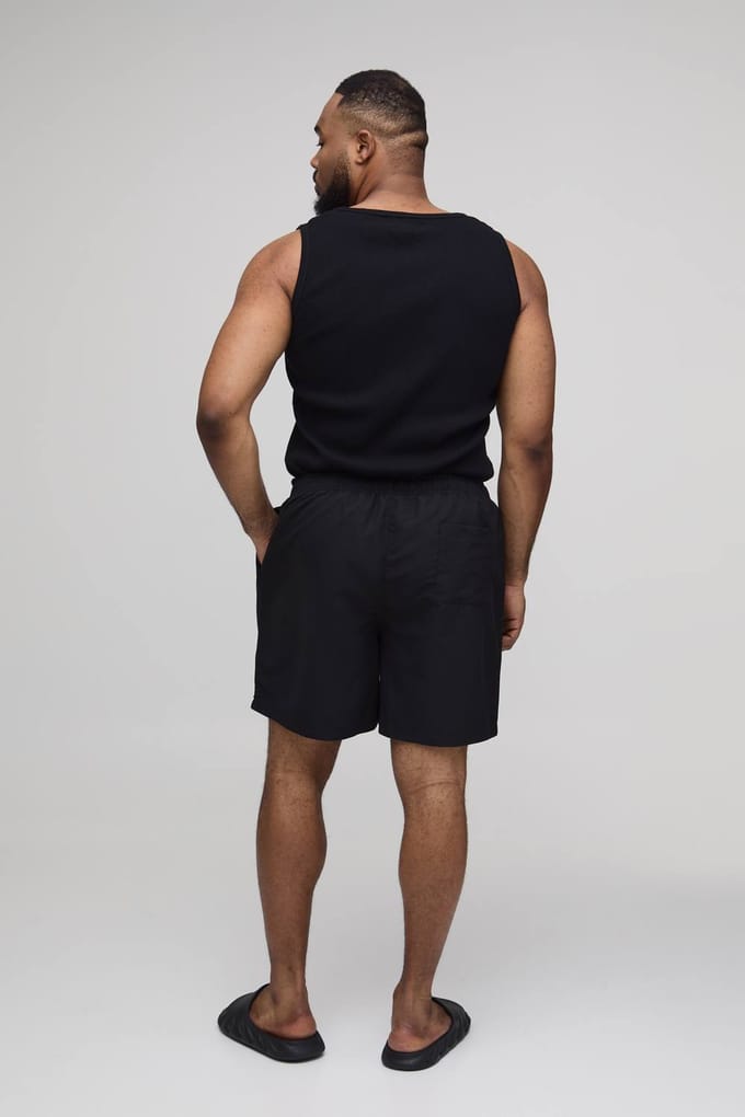 Plus Mid Length Swim Short | Black | Size 3XL