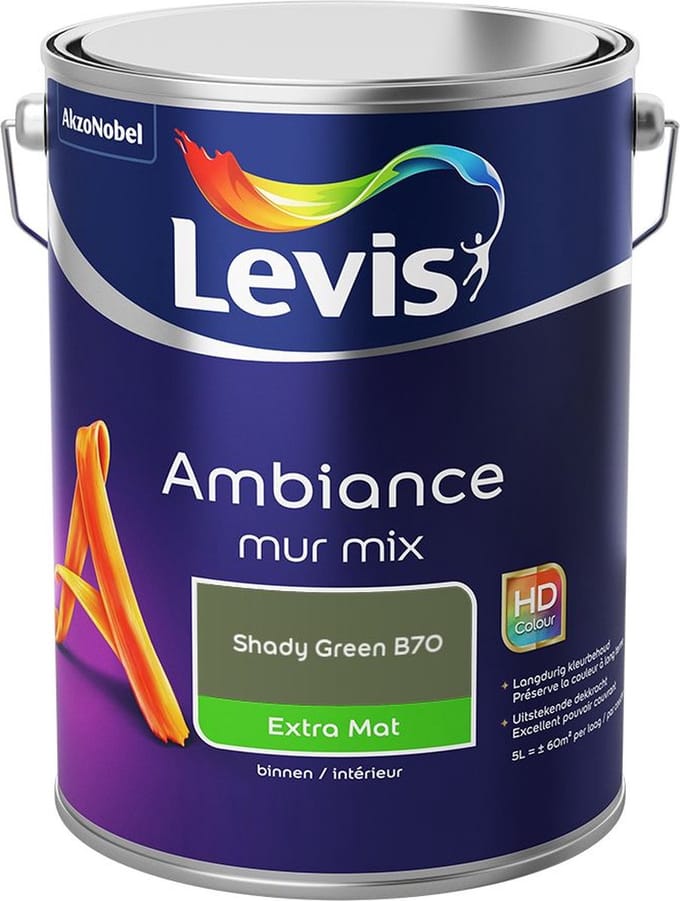Levis - Ambiance Mur Extra Mat Mix - Shady Green B70 - Mengverf - 5 L