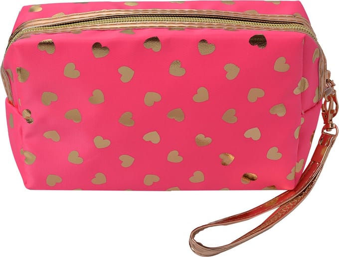 Juleeze Toilettas Dames 18x10 cm Roze Polyurethaan Hartjes