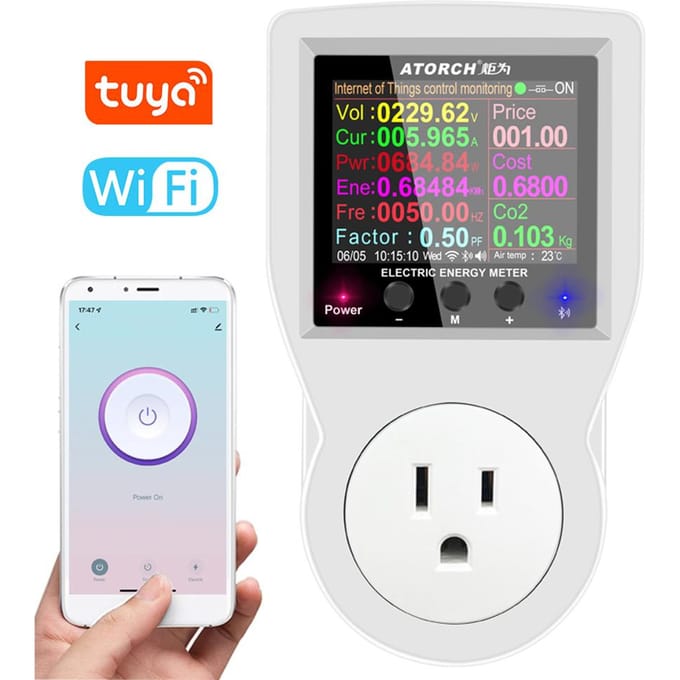 Tuya Wifi Intelligente Stopcontact Elektriciteitsmeter Multi-energiemeter 2.4 US Plug veelkleurig