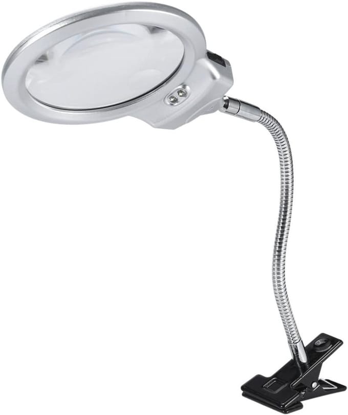 LED Vergrootglas Tafel - Loep Lamp - Fijn Handwerk - Dubbele Vergroting - 46 cm Lengte - Wit