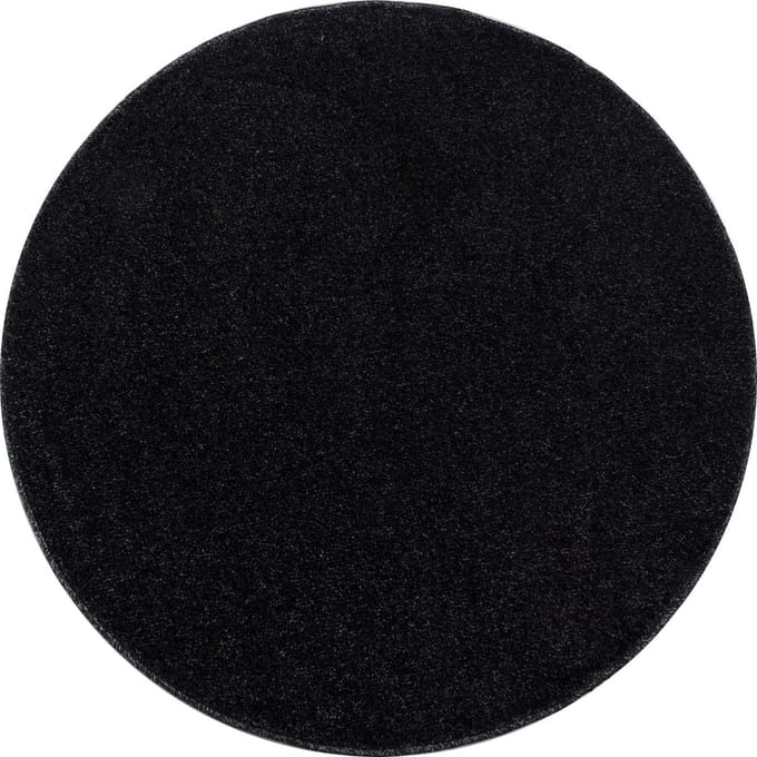 Laagpolig vloerkleed Ata - antraciet - rond - O 120 cm