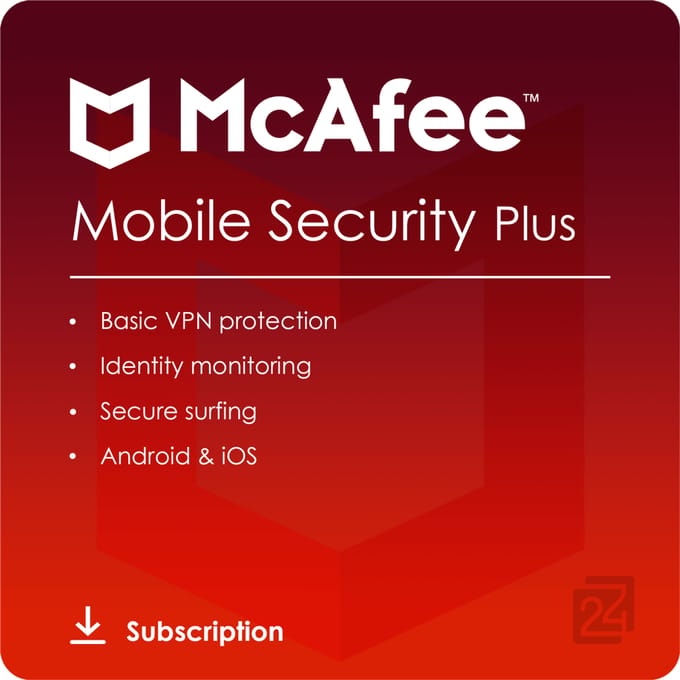 McAfee Mobile Security Plus VPN [Unlimited Device, 1 Years] Onbeperkt Aantal Apparaten / 1 Jaar