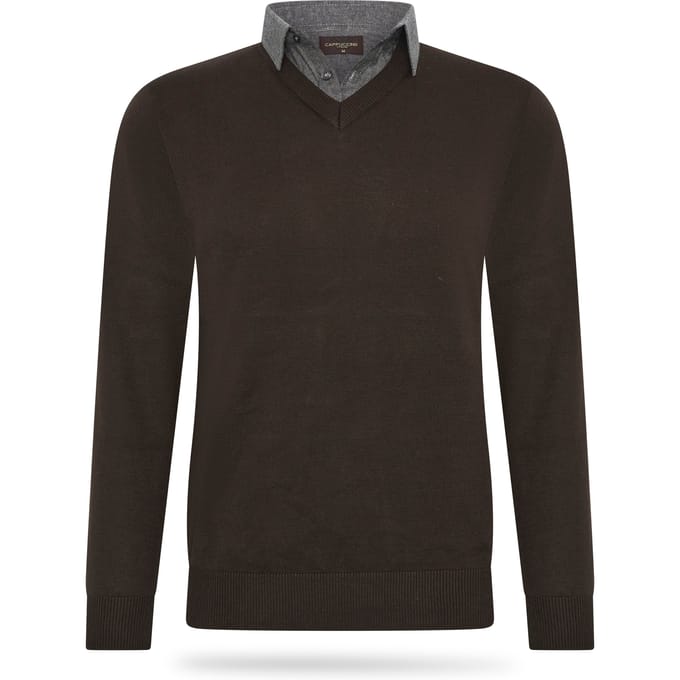 Cappuccino Italia - Heren Trui Pullover Mock - Bruin - Maat M