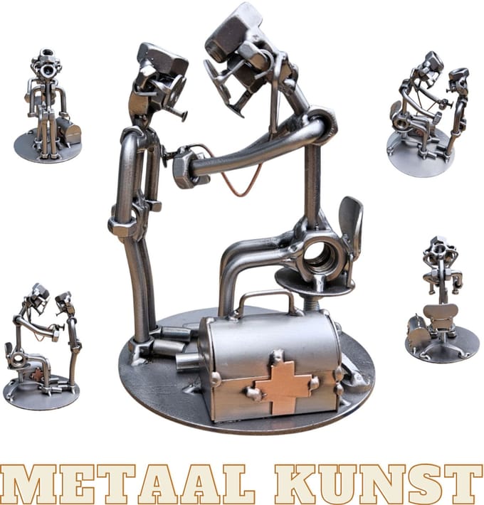 Kinderarts-metaal beeld-metaal kunst-huisarts- hulp-uniek-het best cadeau-sinterklas gift-kerst-geschenk