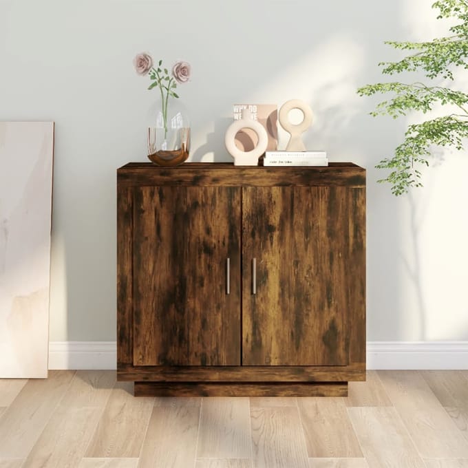 vidaXL - Dressoir - 80x40x75 - cm - bewerkt - hout - gerookt - eikenkleurig