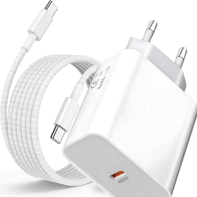 45w usb-C Power Adapter + usb-C naar usb-C Oplader Kabel - 2 Meter