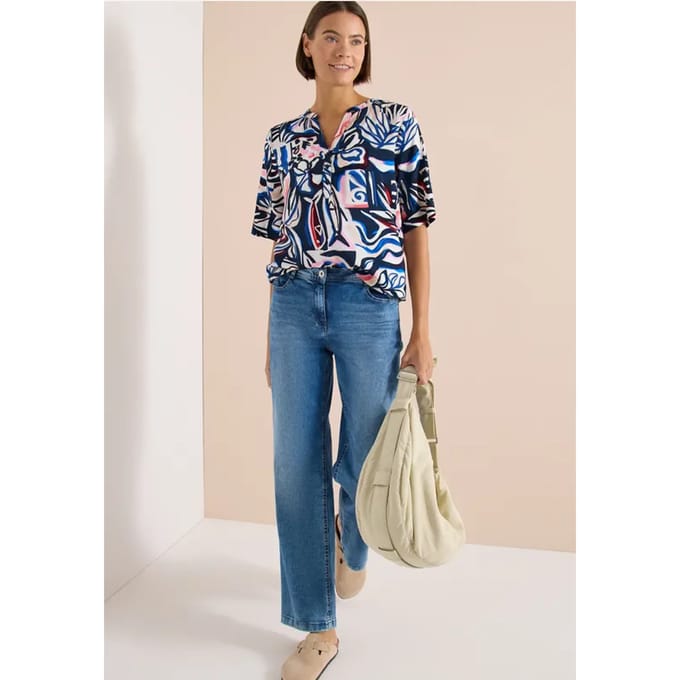 Blouse met korte mouwen en veelkleurige print