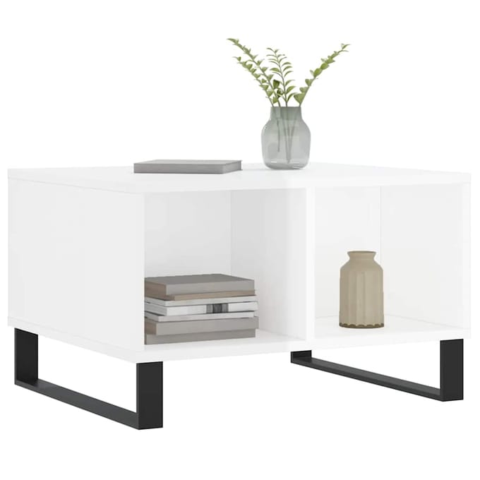 vidaXL - Salontafel - 60x50x36,5 - cm - bewerkt - hout - hoogglans - wit