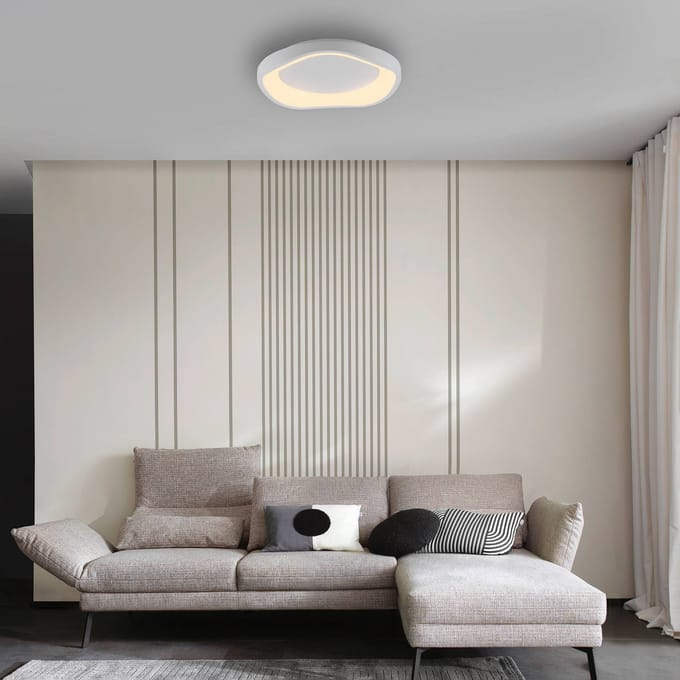 Schöner Wohnen LED plafondlamp MONTA, wit, Ø 40 cm, metaal, Switchdim en dimbaar