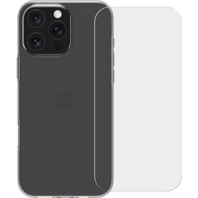 BlueBuilt Back Cover iPhone 16 Pro Max Transparant + Screenprotector Glas