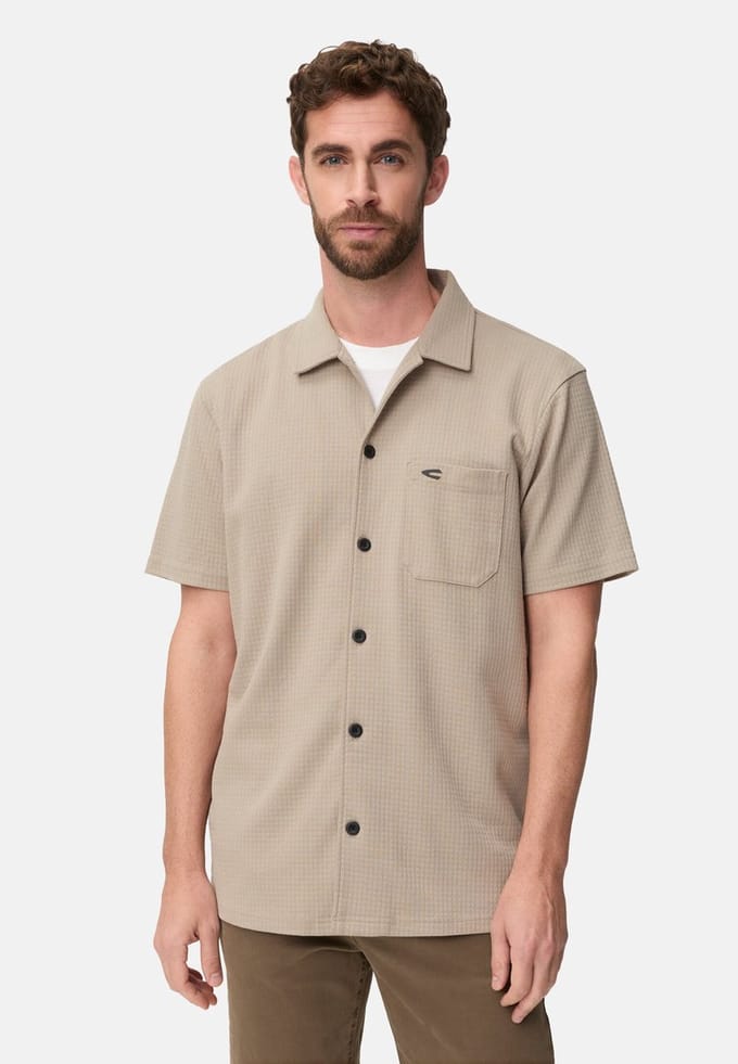 camel active Korte mouwen overhemd met borstzak - Maat menswear-M - Beige