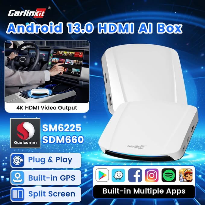 2026 Carlinkit Hdmi Video-Uitgang Android 13 Carplay Ai Box Sm6225 8-Core Android Auto Draadloze Carplay Split Screen Smart Tv Box