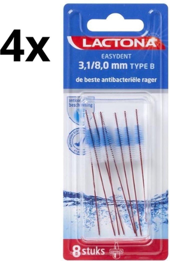 4x Lactona EasyDent Type B 3,1-8,0mm Rood - 8 stuks - Voordeelverpakking